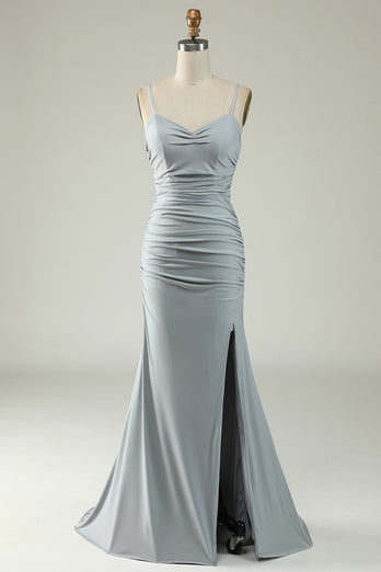 Mermaid Grey Long Formal Dress with Slit