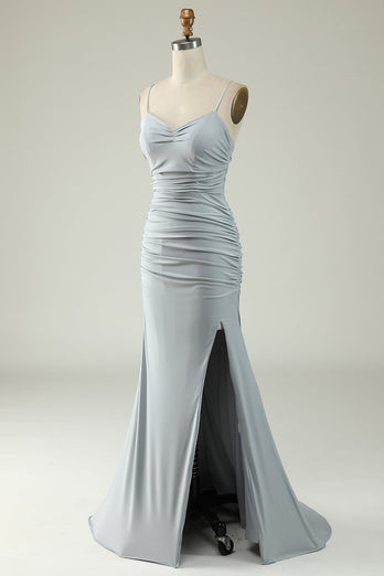 Mermaid Grey Long Formal Dress with Slit