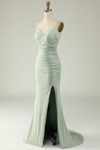 Mermaid Grey Long Formal Dress with Slit