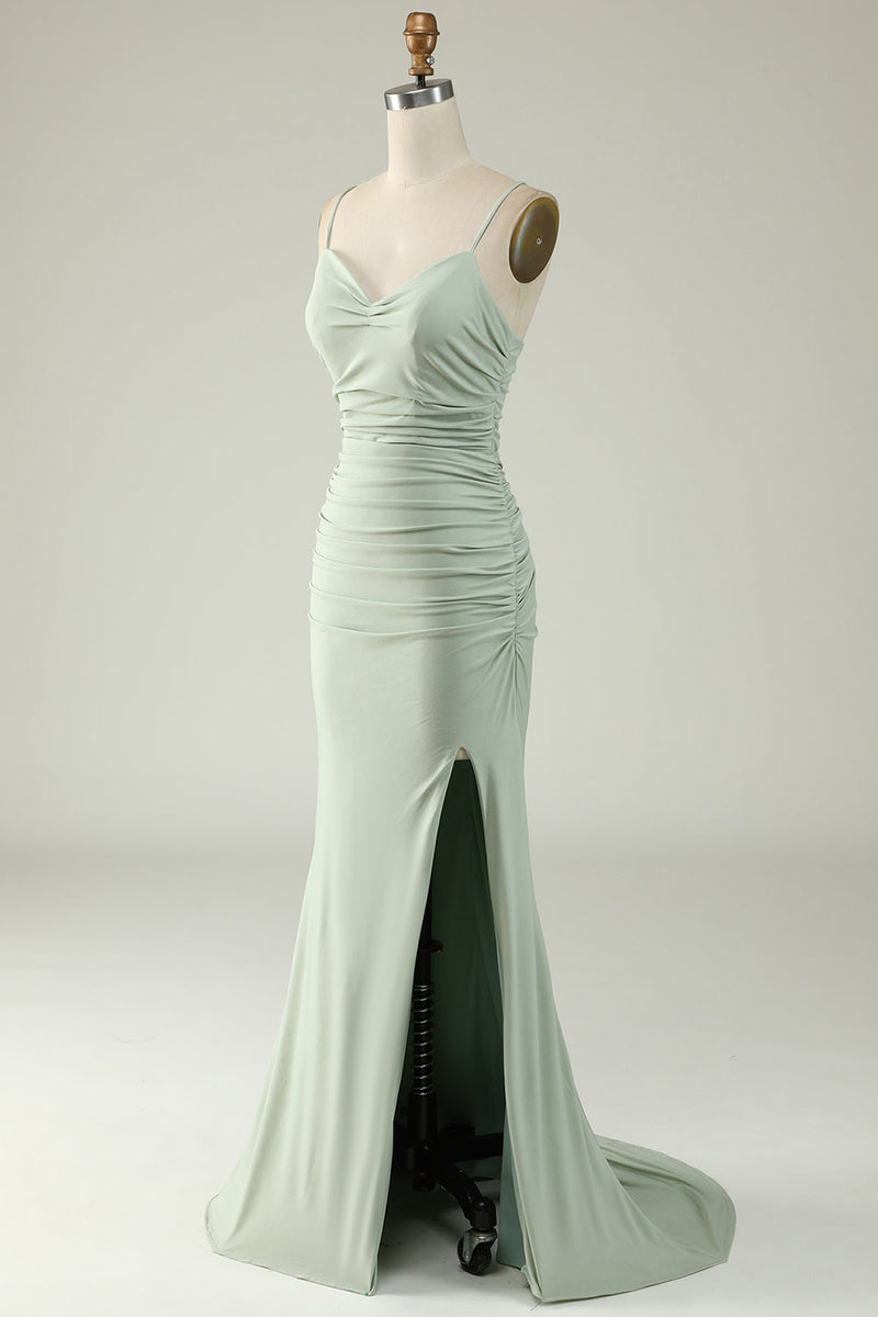Load image into Gallery viewer, Mermaid Grey Long Formal Dress with Slit