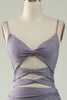 Load image into Gallery viewer, Mermaid Lace-Up Back Grey Purple Long Formal Dress