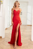 Load image into Gallery viewer, Mermaid Spaghetti Straps Red Long Formal Dress with Split Front