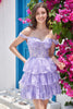 Load image into Gallery viewer, Cute A Line Off the Shoulder Pink Corset Short Formal Dress with Lace