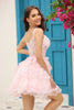 Load image into Gallery viewer, A Line Off the Shoulder Blue Corset Short Formal Dress with Lace