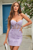 Load image into Gallery viewer, Sheath Sweetheart Purple Short Formal Dress with Appliques