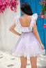 Load image into Gallery viewer, Off the Shoulder Ruffles Tulle Short Formal Dress with Embroidery