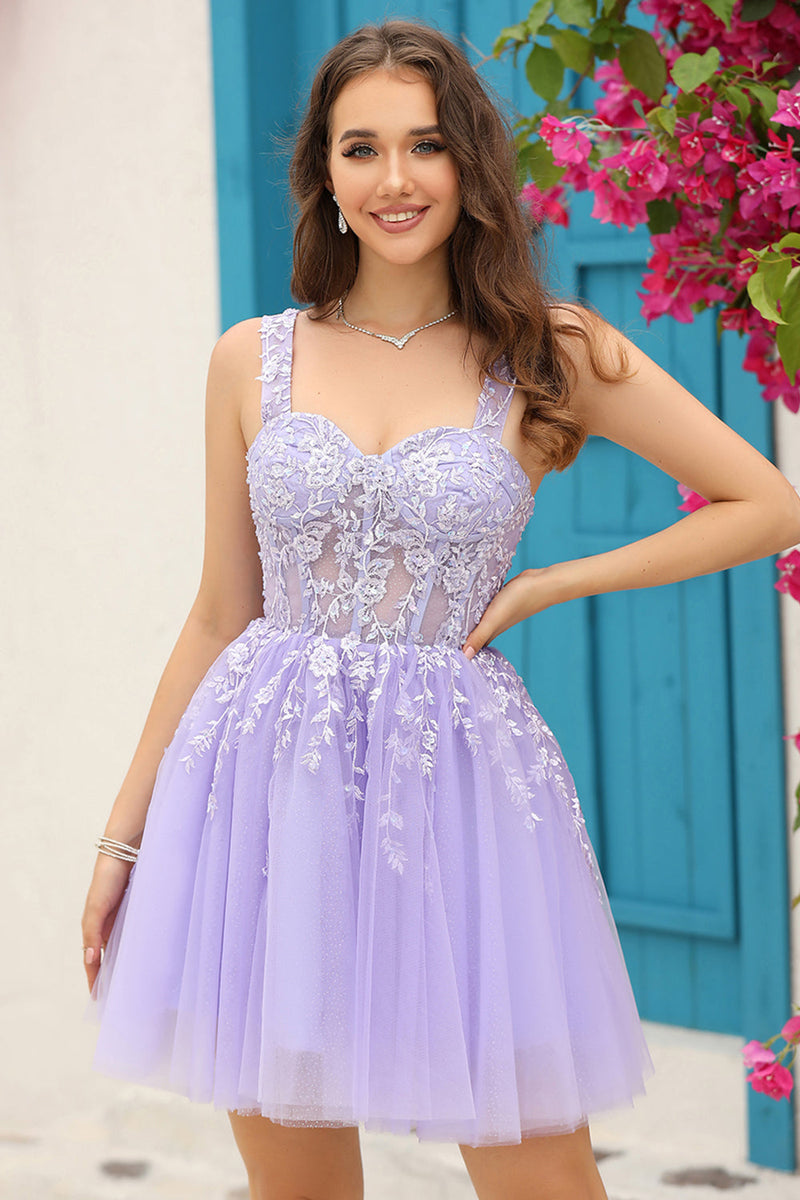 Load image into Gallery viewer, Lilac Corset Straps A-Line Short Formal Dress