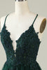 Load image into Gallery viewer, V-Neck Dark Green Beaded Short Formal Dress with Appliques