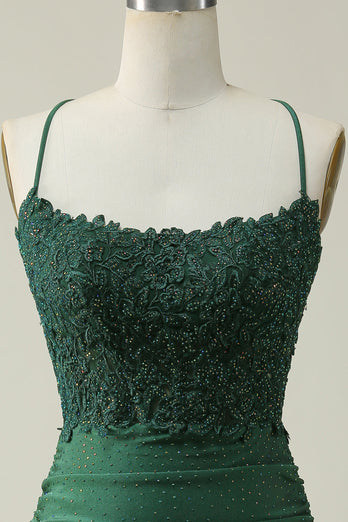 Halter Dark Green Short Formal Dress with Beading