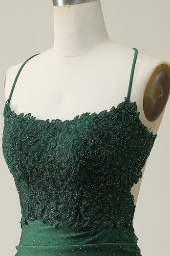 Halter Dark Green Short Formal Dress with Beading