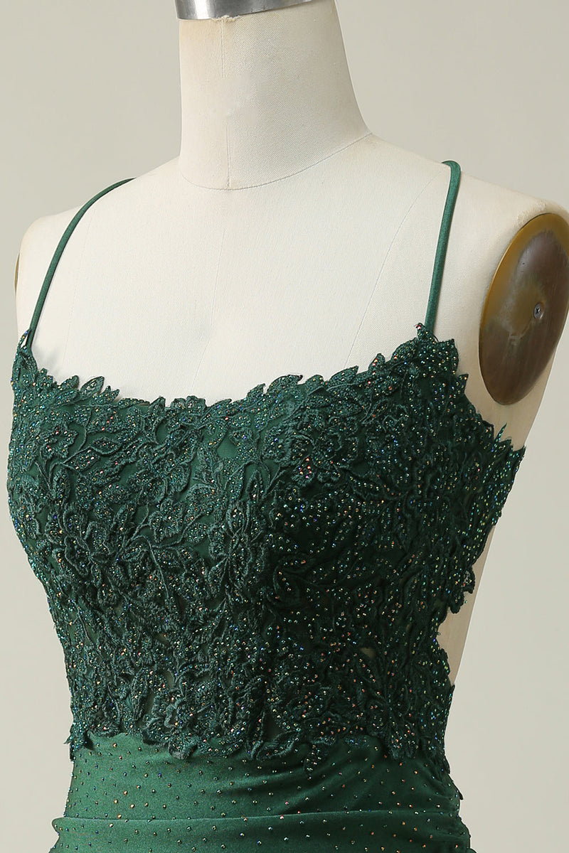 Load image into Gallery viewer, Halter Dark Green Short Formal Dress with Beading