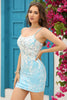 Load image into Gallery viewer, Light Blue Open Back Corset Tight Short Formal Dress