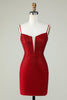 Load image into Gallery viewer, Sheath Spaghetti Straps Red Short Formal Dress with Beading