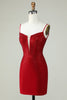 Load image into Gallery viewer, Sheath Spaghetti Straps Red Short Formal Dress with Beading