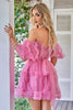 Load image into Gallery viewer, Hot Pink Off the Shoulder Tulle Short Formal Dress