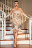 Load image into Gallery viewer, Spaghetti Straps Champagne Fringed Roaring 20s Great Gatsby Dress