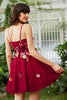 Load image into Gallery viewer, Burgundy A Line Spaghetti Straps Short Formal Dress With 3D Flowers