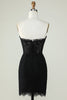 Load image into Gallery viewer, Strapless Black Short Formal Dress with Beading