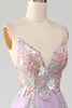 Load image into Gallery viewer, Glitter A-Line Spaghetti Straps Lilac Long Formal Dress with Flowers