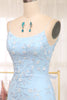 Load image into Gallery viewer, Blue Mermaid Spaghetti Straps Long Formal Dress With Appliques