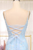 Load image into Gallery viewer, Blue Mermaid Spaghetti Straps Long Formal Dress With Appliques