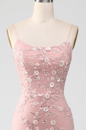 Mermiad Blush Spaghetti Straps Formal Dress with Appliques