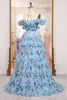 Load image into Gallery viewer, Lavender A Line Strapless Long Tiered Formal Dress With Feathers