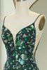 Load image into Gallery viewer, Sparkly Dark Green Mermaid Long Appliqued Formal Dress With Slit