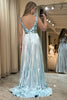 Load image into Gallery viewer, Glitter Silver Backless Long Mirror Formal Dress