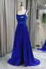 Load image into Gallery viewer, Glitter Royal Blue A Line Long Mirror Formal Dress With Slit