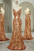 Load image into Gallery viewer, Glitter Golden Beaded Sequins Mermaid Long Formal Dress With Slit