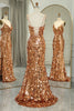 Load image into Gallery viewer, Glitter Golden Beaded Sequins Mermaid Long Formal Dress With Slit