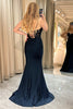 Load image into Gallery viewer, Black Mermaid Spaghetti Straps Long Corset Formal Dress