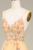 Load image into Gallery viewer, Charming A Line Spaghetti Straps Golden Long Prom Dress with Beading