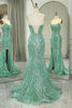 Load image into Gallery viewer, Glitter Green Mermaid Long Formal Dress With Slit