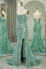 Load image into Gallery viewer, Glitter Green Mermaid Long Formal Dress With Slit