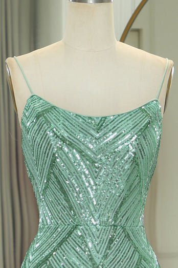 Glitter Green Mermaid Long Formal Dress With Slit