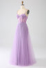 Load image into Gallery viewer, A-Line Lilac Spaghetti Straps Long Corset Formal Dress