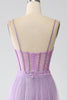 Load image into Gallery viewer, A-Line Lilac Spaghetti Straps Long Corset Formal Dress