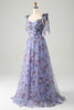 Load image into Gallery viewer, A-Line Lavender Printed Adjustable Straps Long Formal Dress