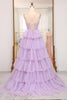 Load image into Gallery viewer, Elegant Lilac A Line Tiered Long Corset Formal Dress With Appliques