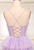 Load image into Gallery viewer, Elegant Lilac A Line Tiered Long Corset Formal Dress With Appliques