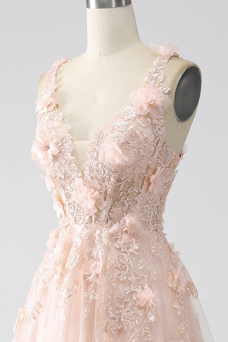 Load image into Gallery viewer, Blush A-Line Spaghetti Straps Long Formal Dress with Appliques