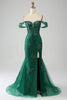 Load image into Gallery viewer, Mermaid Off The Shoulder Dark Green Formal Dress with Appliques