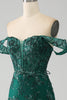 Load image into Gallery viewer, Mermaid Off The Shoulder Dark Green Formal Dress with Appliques