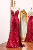 Load image into Gallery viewer, Sparkly Fuchsia Sequins Mermaid Long Formal Dress With Slit