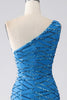 Load image into Gallery viewer, Blue Mermaid One Shoulder Sequins Long Formal Dress