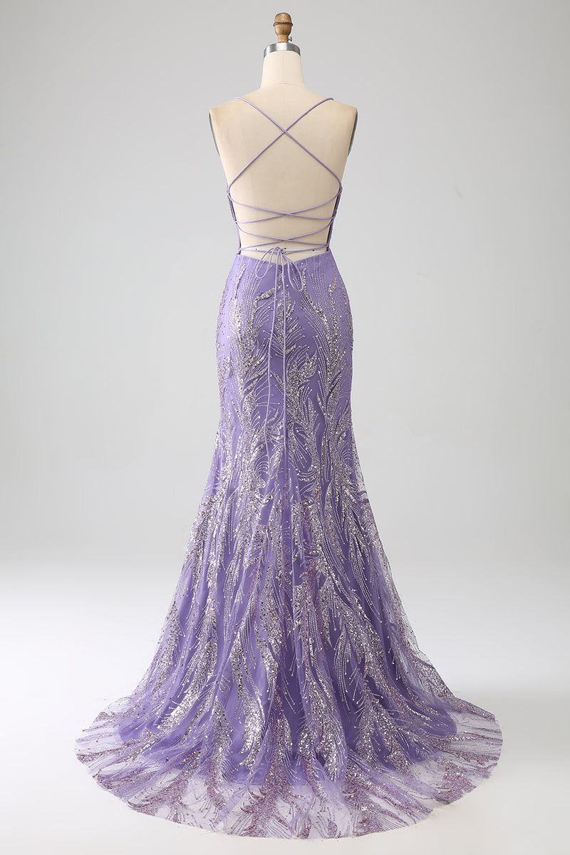 Load image into Gallery viewer, Sparkly Mermaid Lilac Long Formal Dress