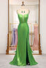 Load image into Gallery viewer, Bright Green Mermaid Spaghetti Straps Long Formal Dress With Slit