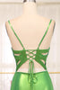 Load image into Gallery viewer, Bright Green Mermaid Spaghetti Straps Long Formal Dress With Slit